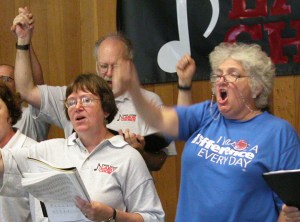 Members of the Twin Cities Labor Chorus perform at the Minnesota AFL-CIO Labor Pavilion.