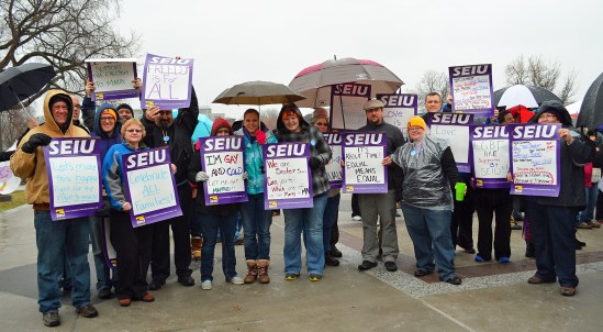 Service Employees International Union members and staff join a rally for marriage equality at the Capitol. Unions were a big part of the successful push to legalize same-sex marriage.