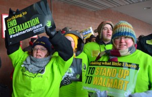 Walmart strikers from Apple Valley are, L to R, Cantare Davunt, 