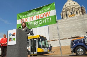 Minnesota AFl-CIO President Shar Knutson addresses the Move MN rally.