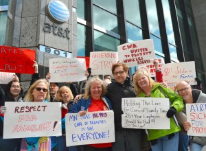 CWA Local 7250 members impacted by AT&T's sick-pay policy include Susan Anderson, 