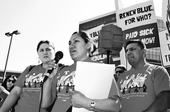 Leticia Zuniga describes what happened as a delegation of workers and their supporters met with Best Buy executives during the shareholder meeting.