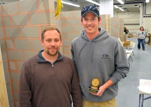 Brandon Peterson (R) and his instructor Sam Greenwood in BAC Local 1's New Hope training center.