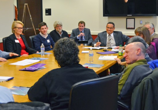 U.S. Rep. Keith Ellison meets with researchers at the U of M - Twin Cities.