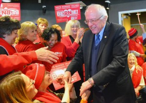 Sanders greets nurses in St. Paul.