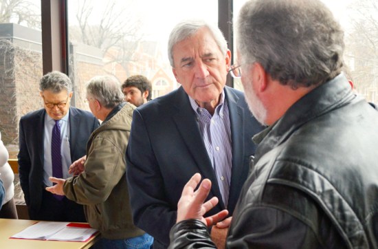 Sen. Al Franken and U.S. Rep. Rick Nolan got an earful from retirees after a forum on threats to retirement security in St. Paul Dec. 5.